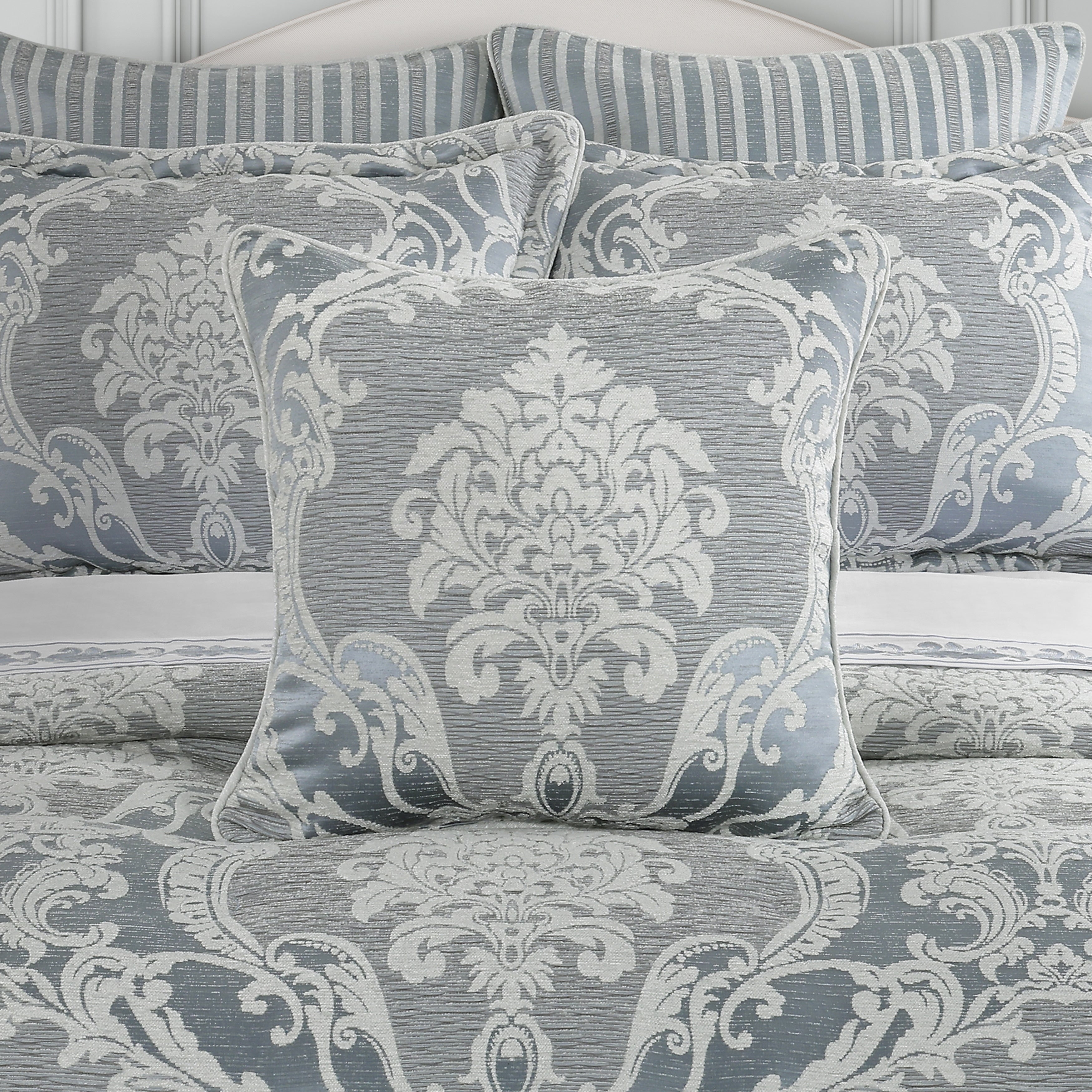 Queensbury Steel Blue 20 Square Decorative Throw Pillow