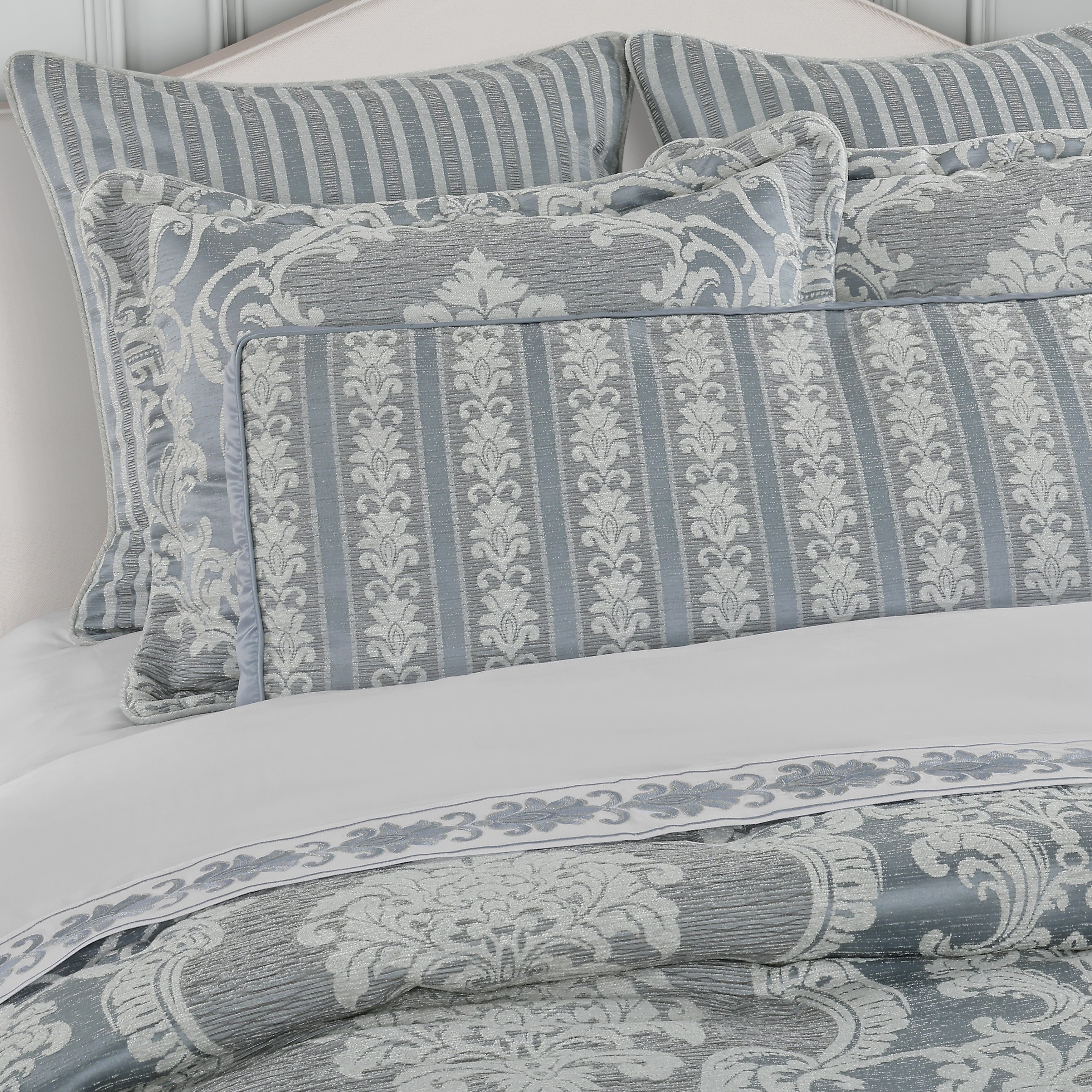 Queensbury Steel Blue Bolster Decorative Throw Pillow
