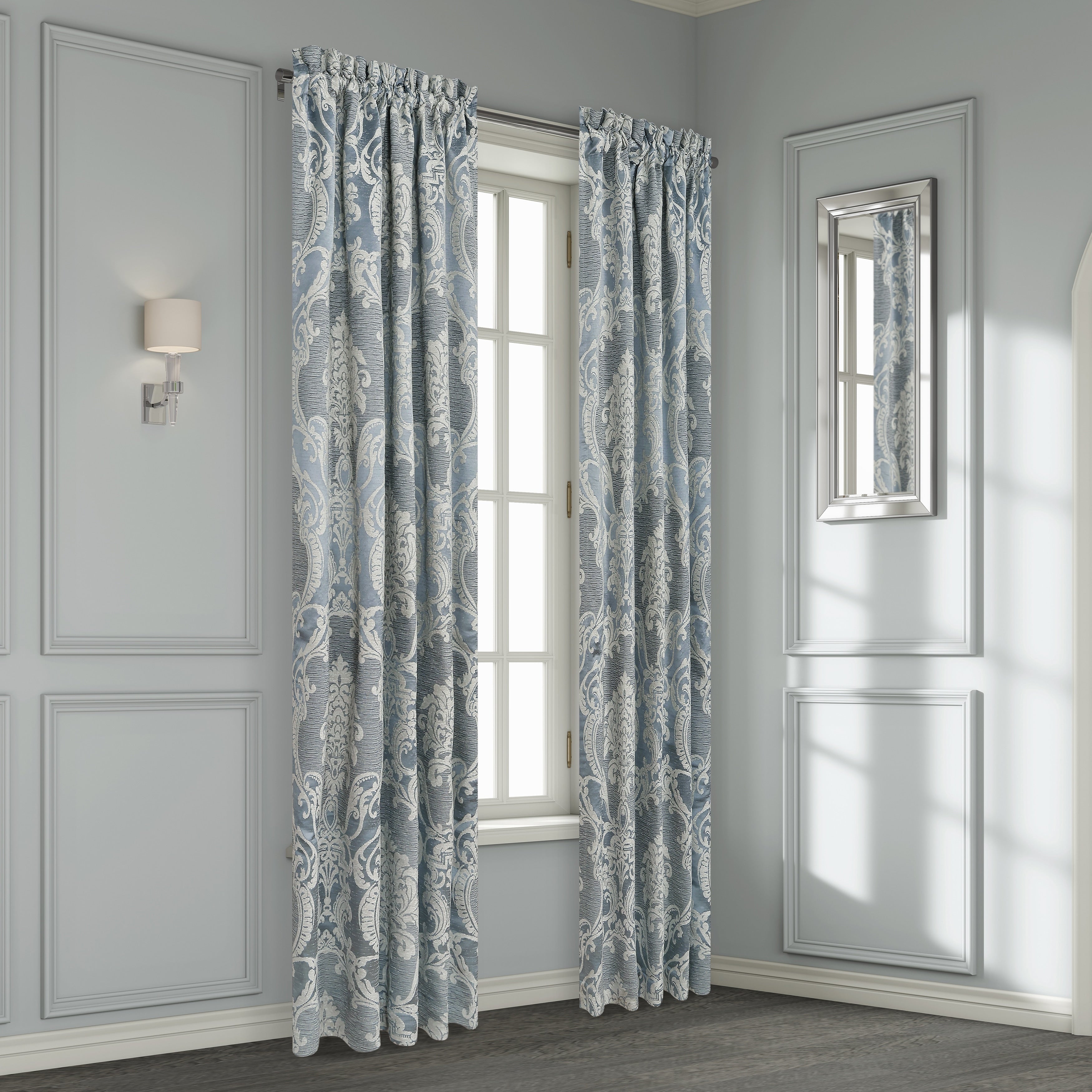 Queensbury Steel Blue Window Panel Pair
