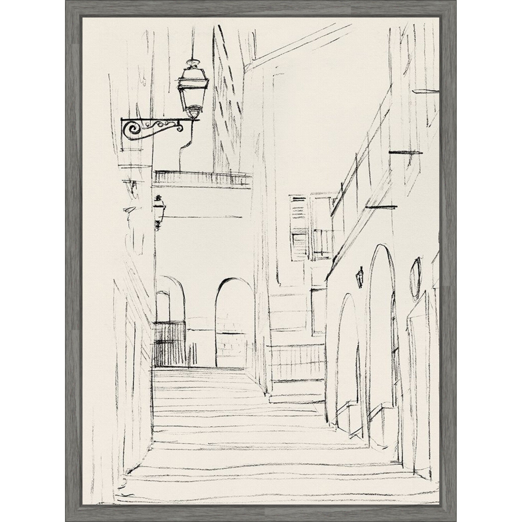Quiet Alley With Arched Doorways By Pi Studio Framed Canvas Wall Art