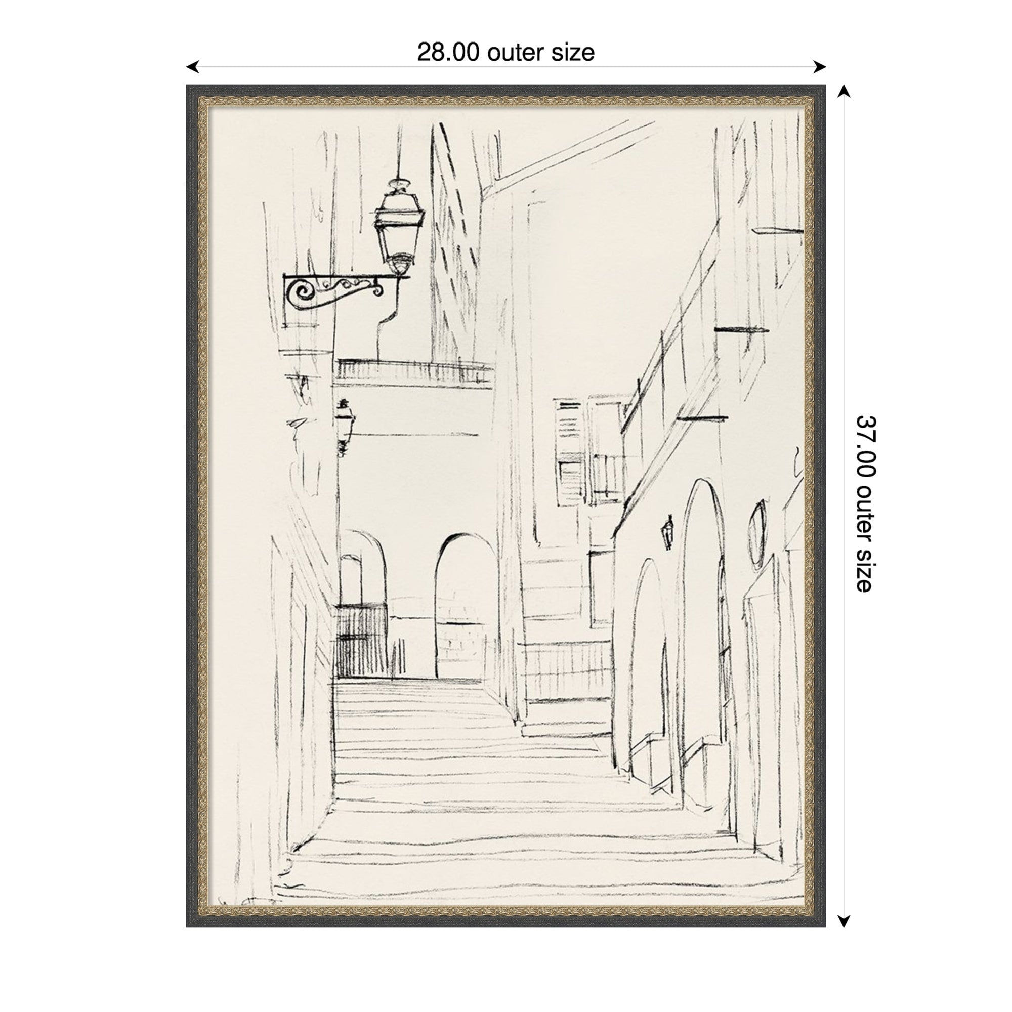 Quiet Alley With Arched Doorways By Pi Studio Framed Mounted Canvas Wall Art Print