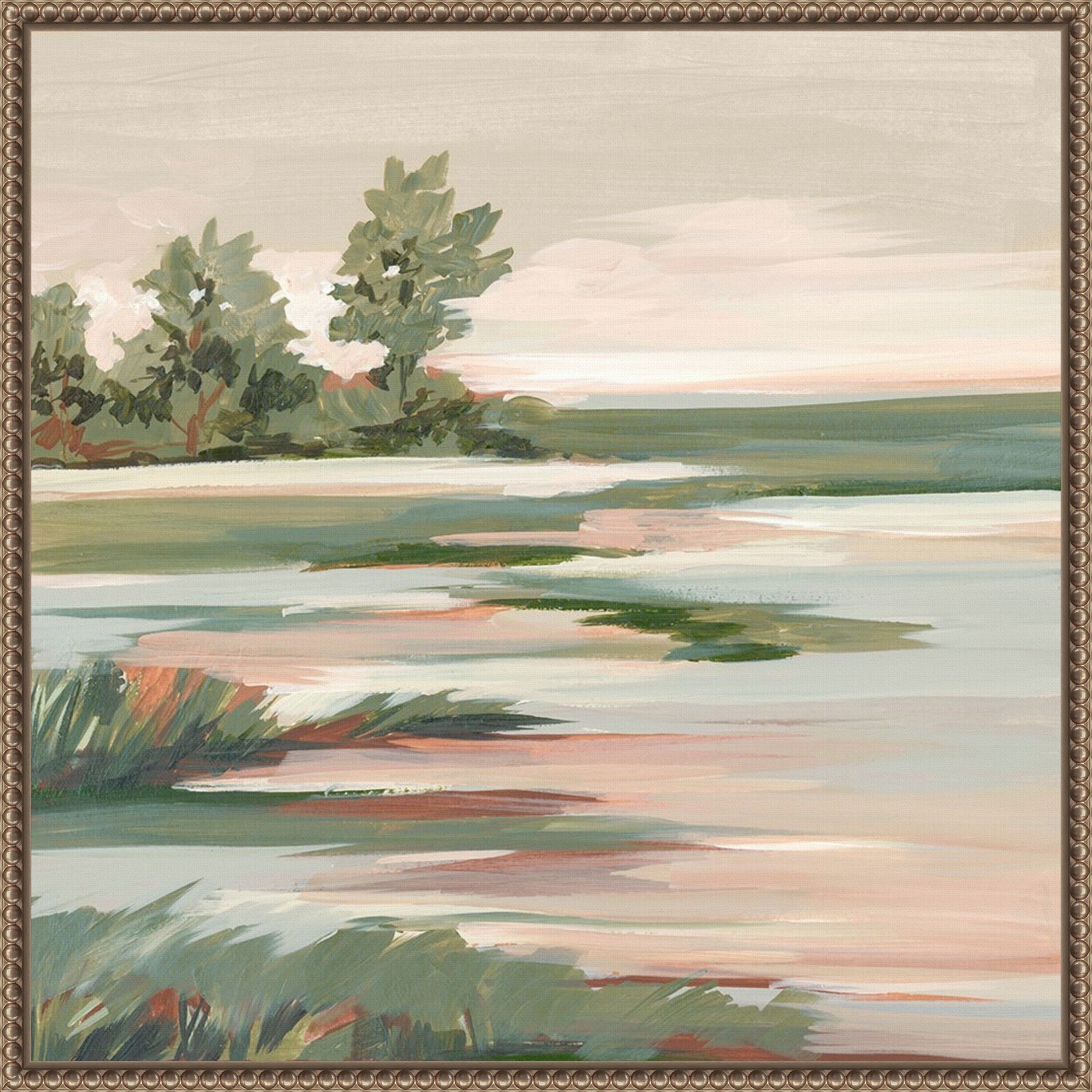 Quiet Marsh Under Soft Skies No. 2 By Lera Framed Canvas Wall Art Print