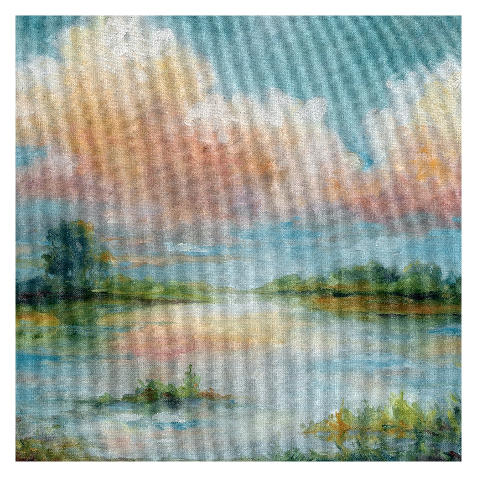 Quiet Spring Colorful Pond By Carol Robinson Wrapped Canvas Painting Art Print