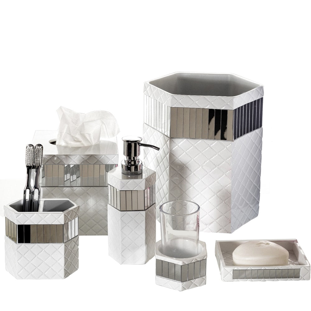 Quilted Mirror 6 Piece Bath Accessory Set