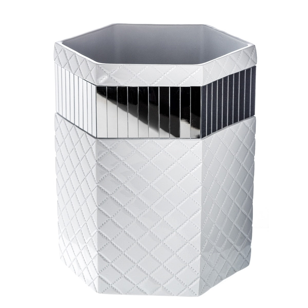 Quilted Mirror Bathroom Wastebasket