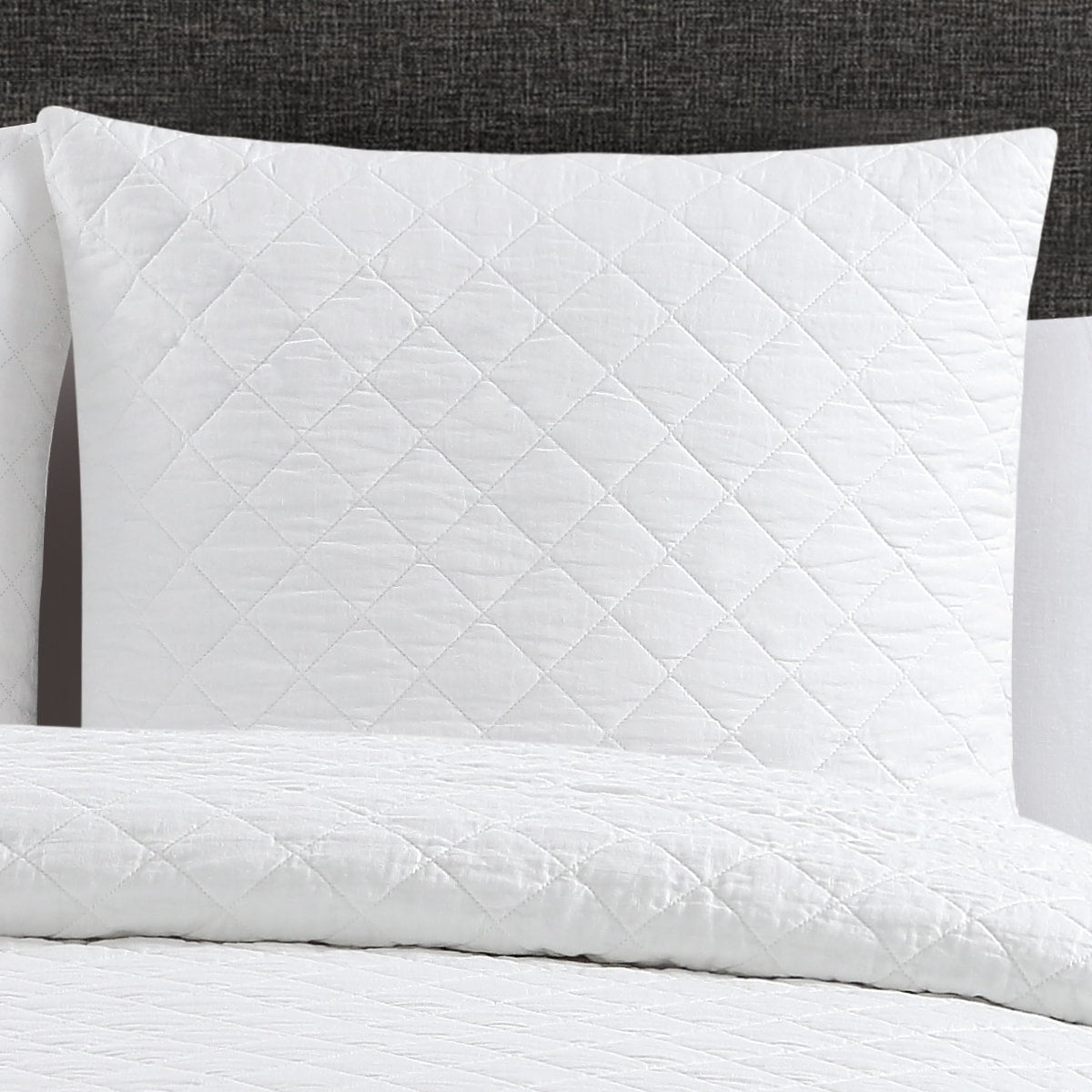 Quilted Washed Belgian Linen Euro Shams Set Of 2