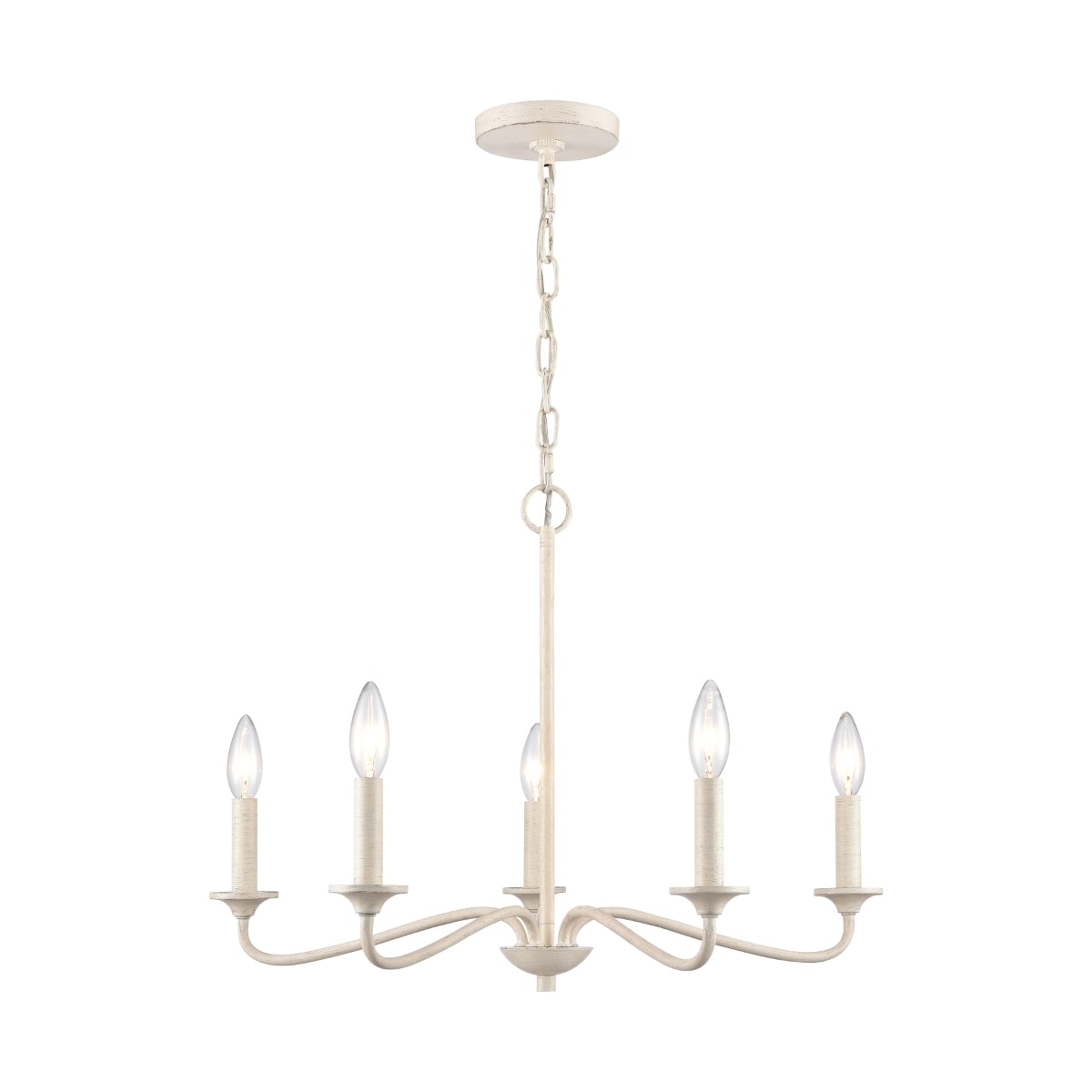 Quinn 24 Inch Wide 5 Light Chandelier In Antique White