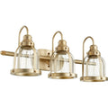 Quorum International Banded Dome Family Clear Glass Vanity Or Sconce 3 Light.