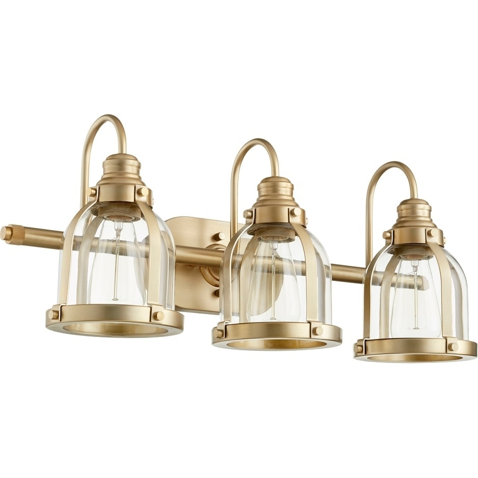 Quorum International Banded Dome Family Clear Glass Vanity Or Sconce 3 Light.