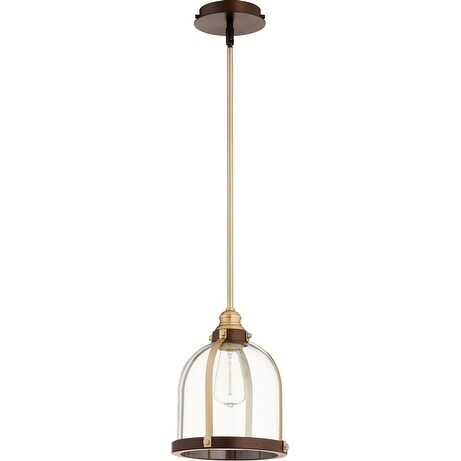Quorum International Banded Dome Family Clear One Piece Glass Pendant. 1 Light Clear Glass Downlight.