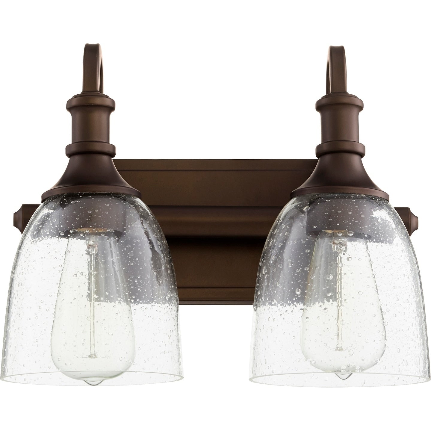 Quorum International Richmond Family 2 Light Clear Seeded Vanity Fixture. Oiled Bronze