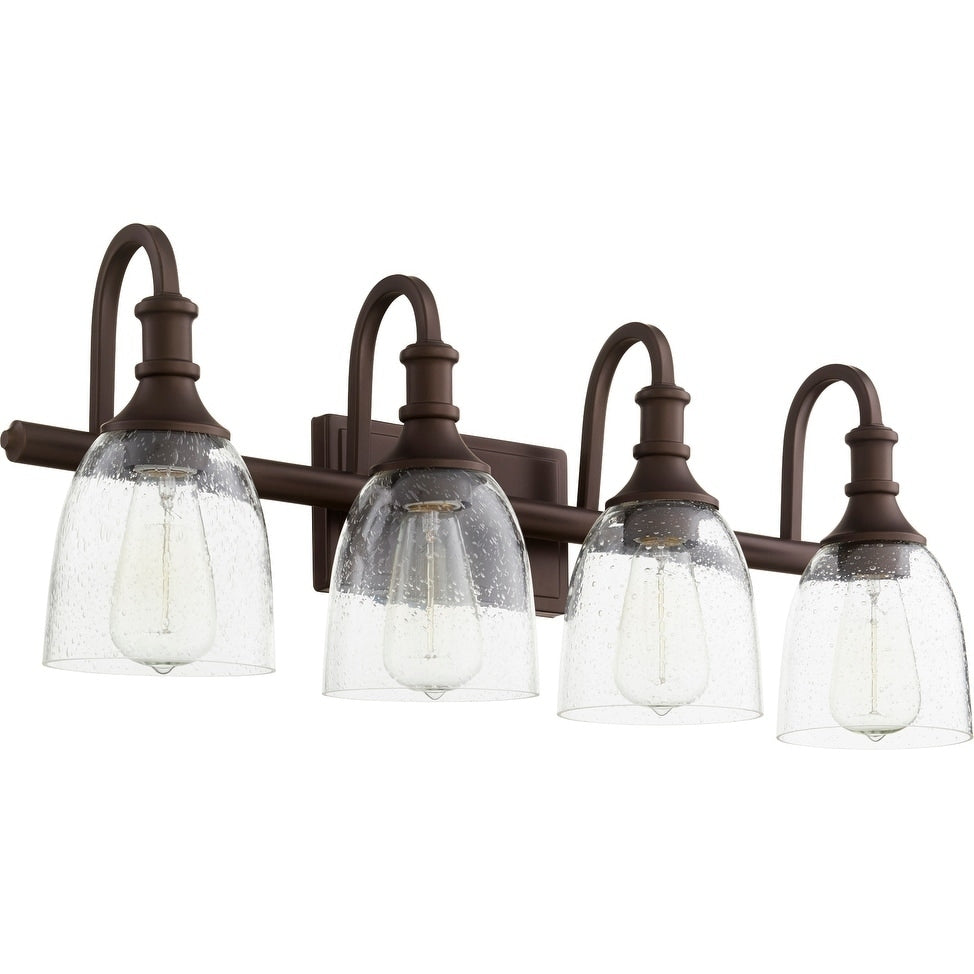 Quorum International Richmond Family 4 Light Clear Seeded Vanity Fixture. Oiled Bronze