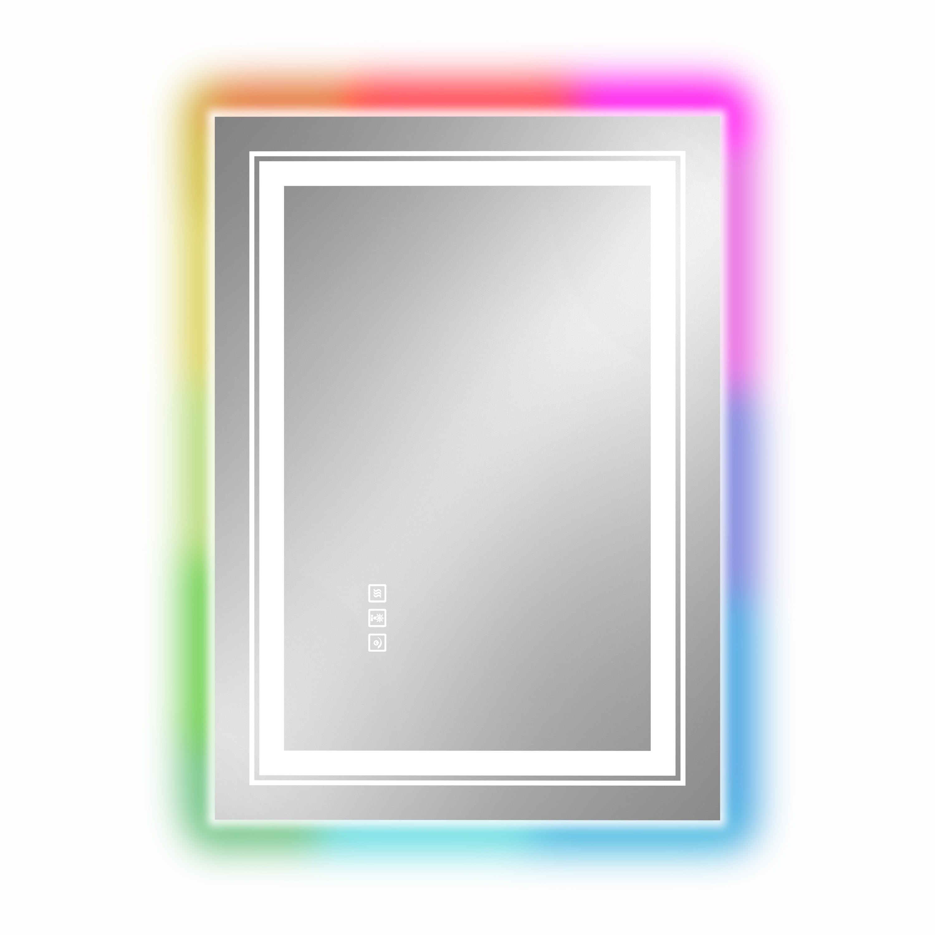 Rgb Led Bathroom Vanity Mirror With Dual Light Strips Front Backlit 3 Color Dimmable Lighting Anti Fog Touch Sensor