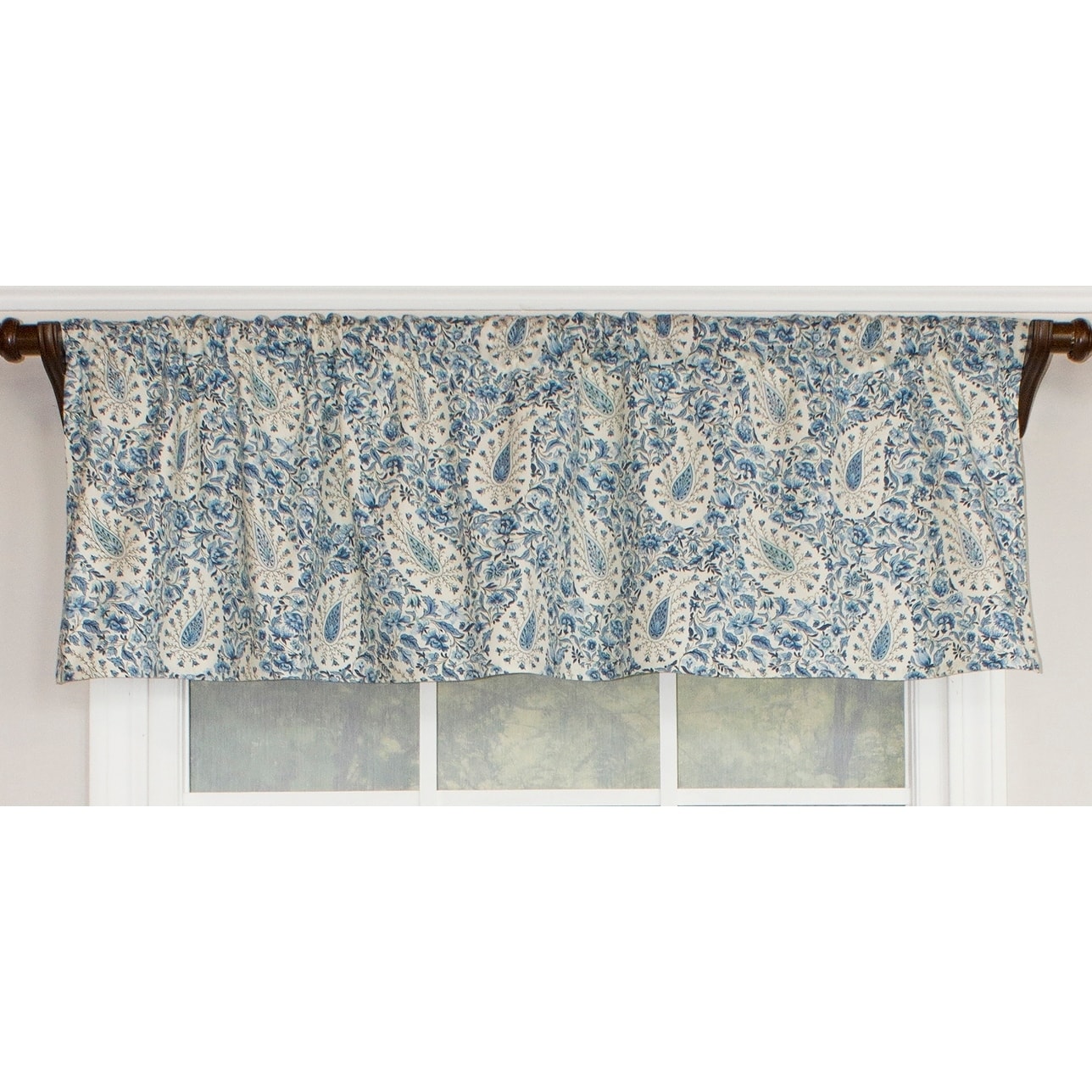 Rlf Home Paisley Verveine Straght Window Valance Bluejay
