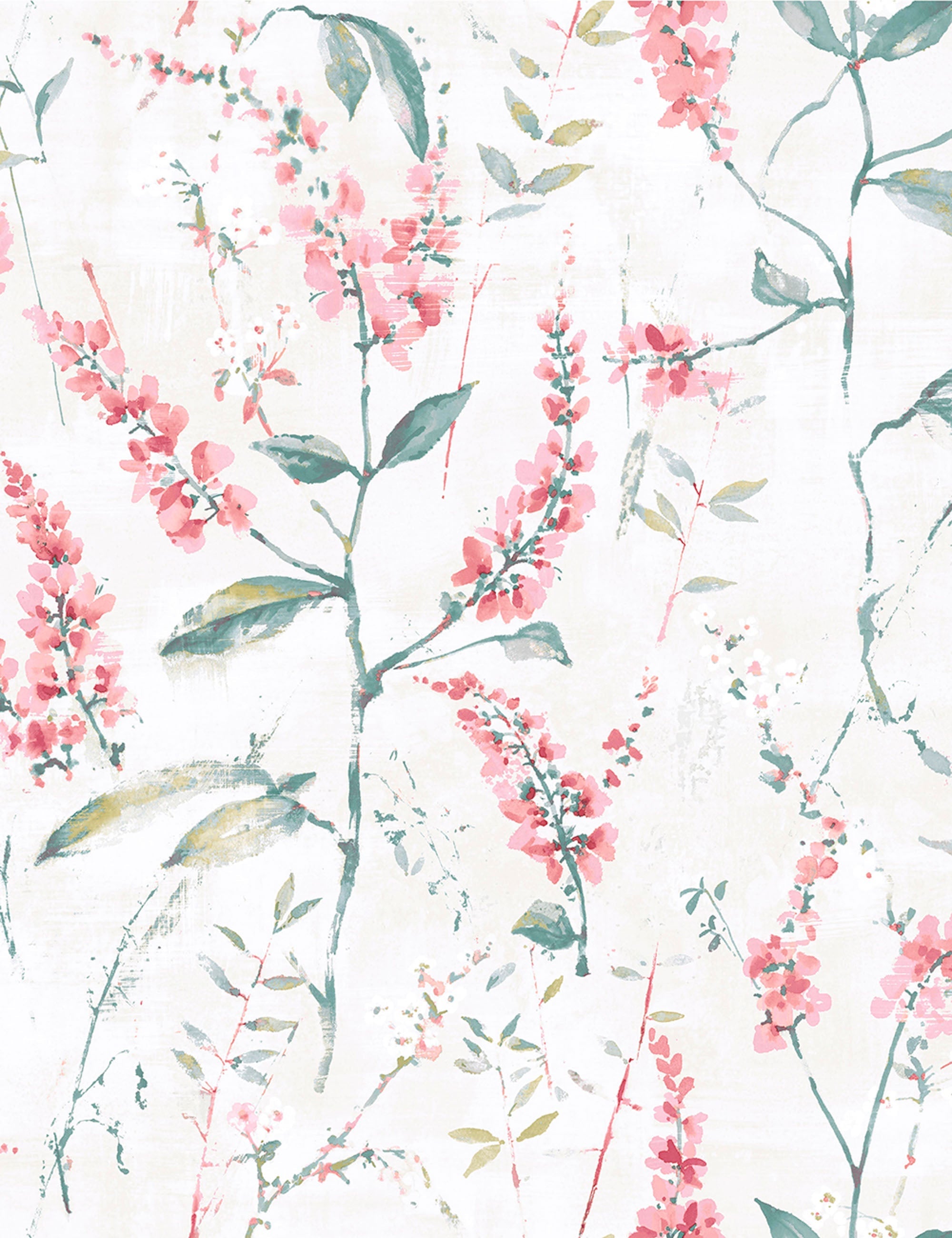 Floral Sprig Peel + Stick Wallpaper Swatch, Pink