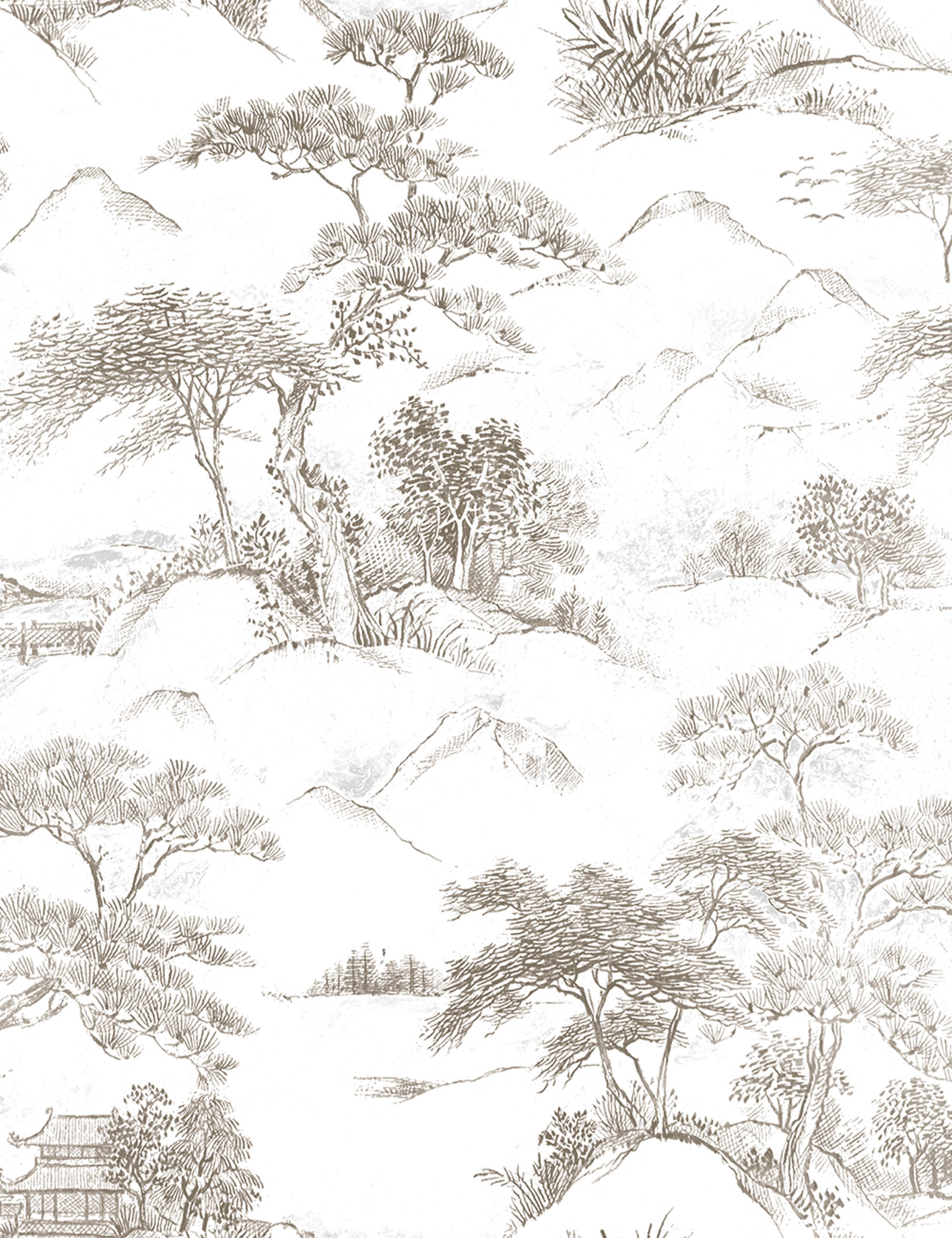 Oriental Toile Peel + Stick Wallpaper Swatch, Natural
