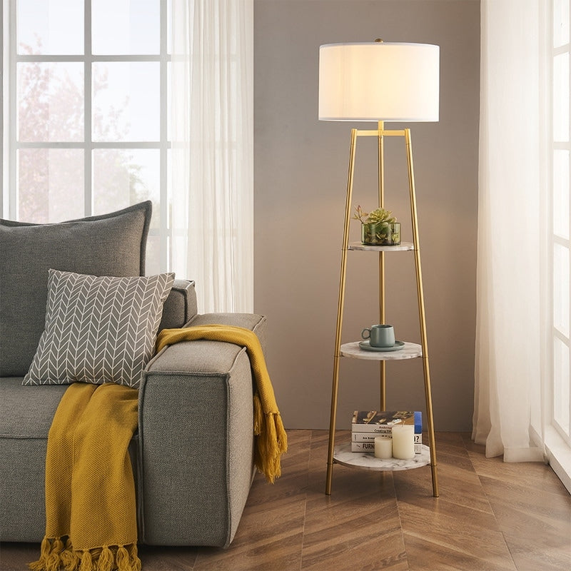 Rosen Garden Floor Lamp Standing Reading Light With Faux Marble Shelf