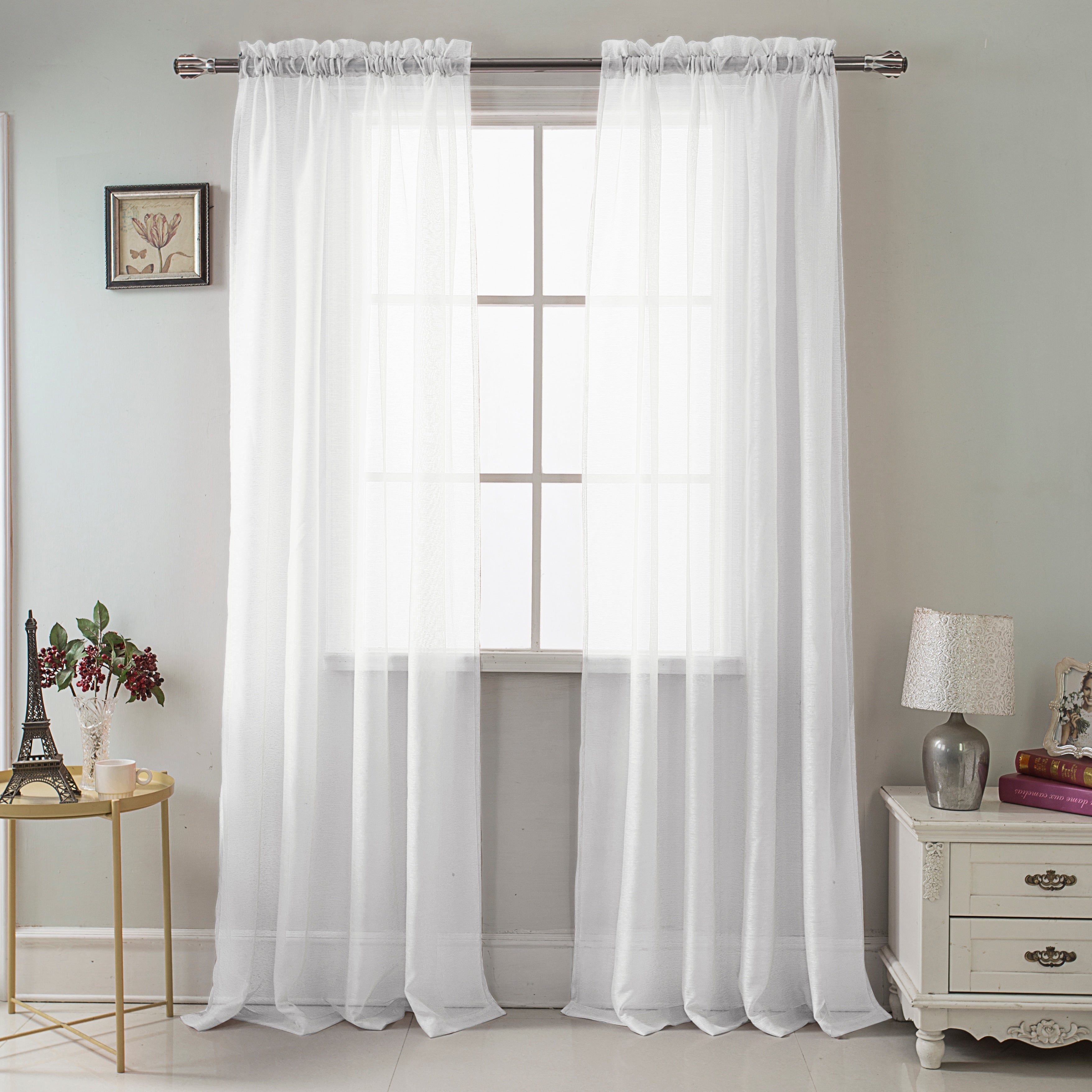 Rt Designer Collection Celine Sheer 84 Or 90 Inch Rod Pocket Curtain Panel
