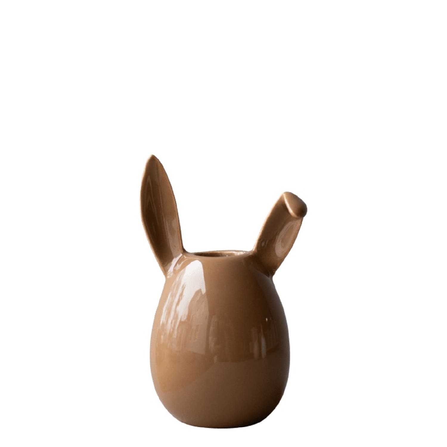 Rabbit Candle Holder Shiny Nougat