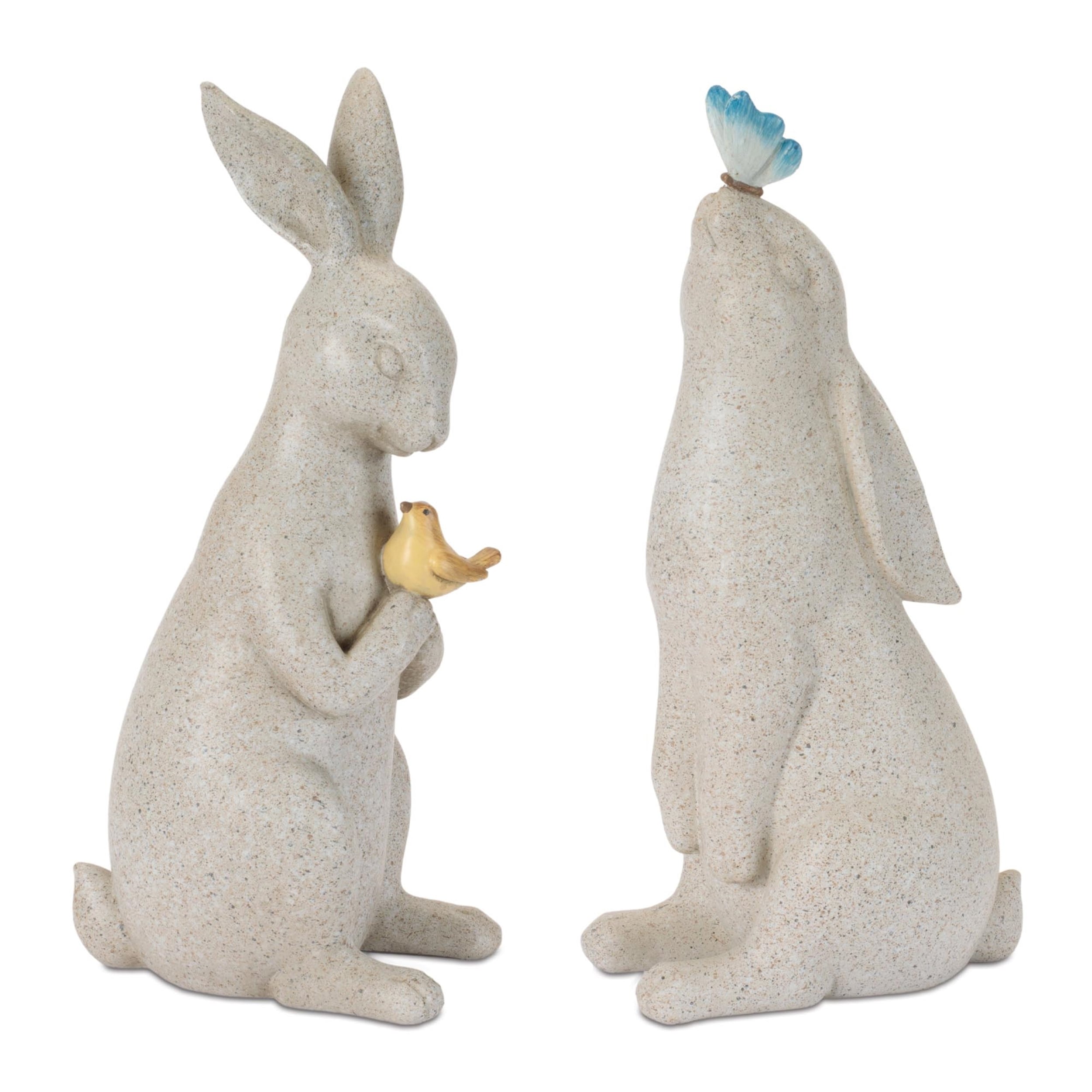 Rabbit With Bird And Butterfly Figurine Set Of 2