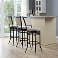 Crosley Furniture Rachel Black Metal Swivel Bar Stool With White Cushion
