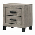 Rachy Nightstand 2 Drawers With Black Metal Handles Farmhouse Light Gray
