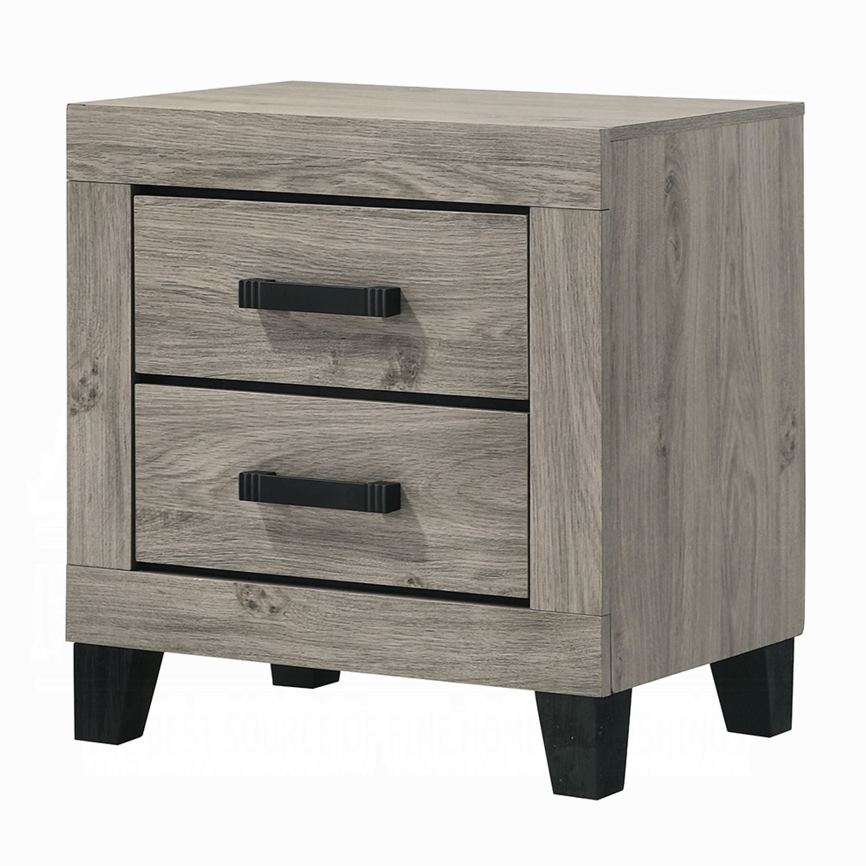 Rachy Nightstand 2 Drawers With Black Metal Handles Farmhouse Light Gray