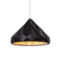 Radiance Collection Geometric 1 Light Carbon Matte Black And Champagne Gold Pendant With White Cord