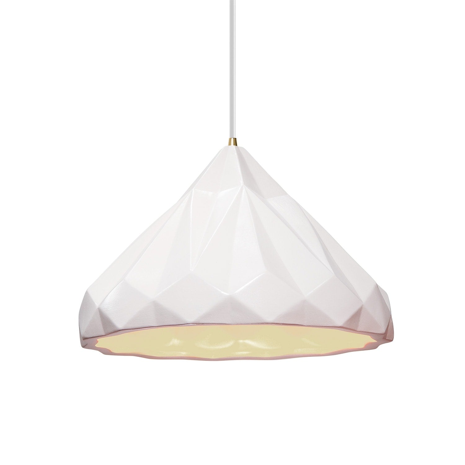 Radiance Collection Geometric 1 Light Gloss White Pendant With White Cord
