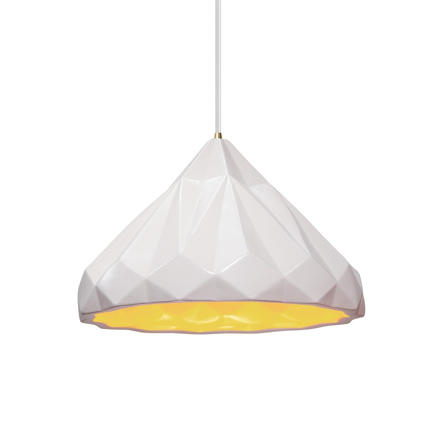Radiance Collection Geometric 1 Light Matte White And Champagne Gold Pendant With White Cord