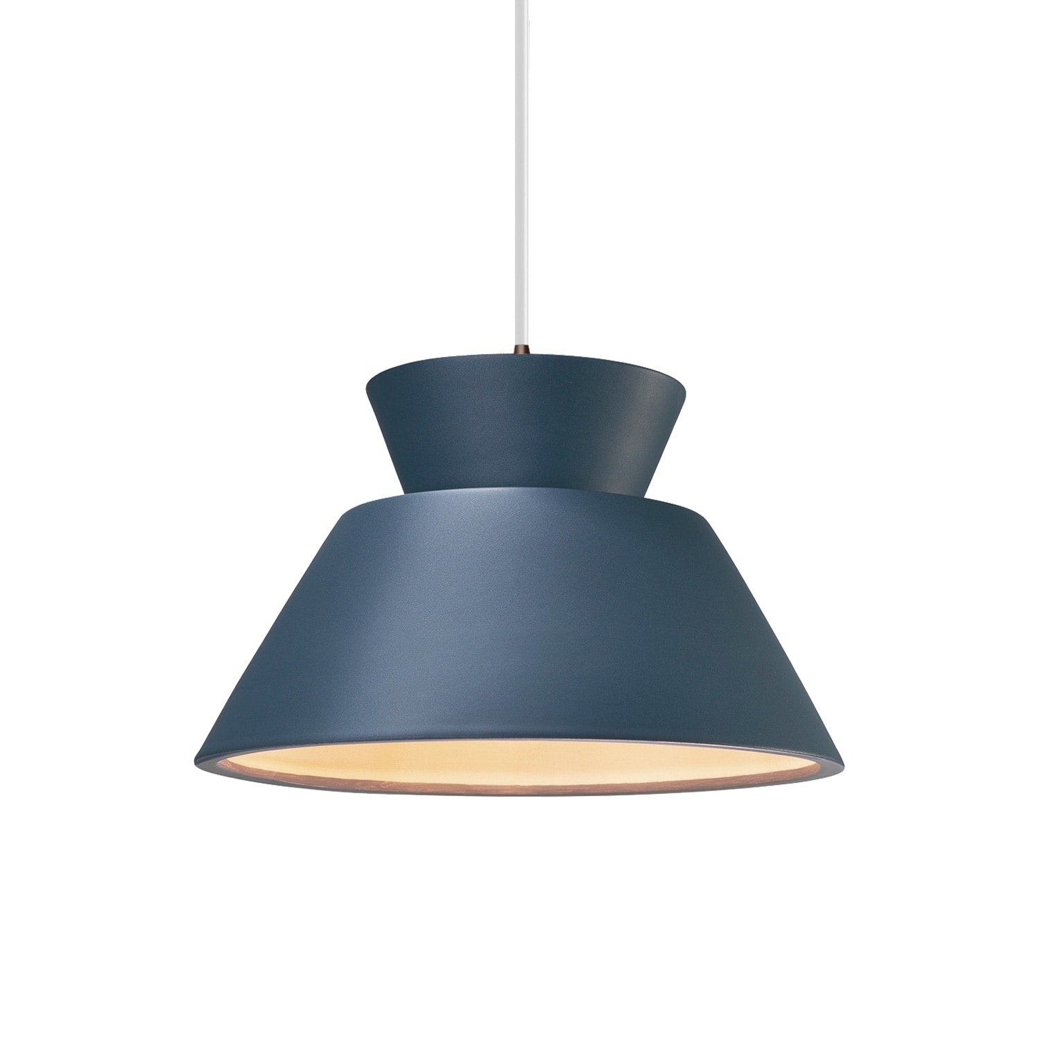 Carbon Loft Chizukeki Trapezoid 1 Light Dark Bronze Pendant With Midnight Blue Shade White Cord