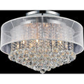 Radiant Collection Chrome Finished Stainless Steel 12 Light Flush Mount Fixture With Multifaceted Crystal Shade