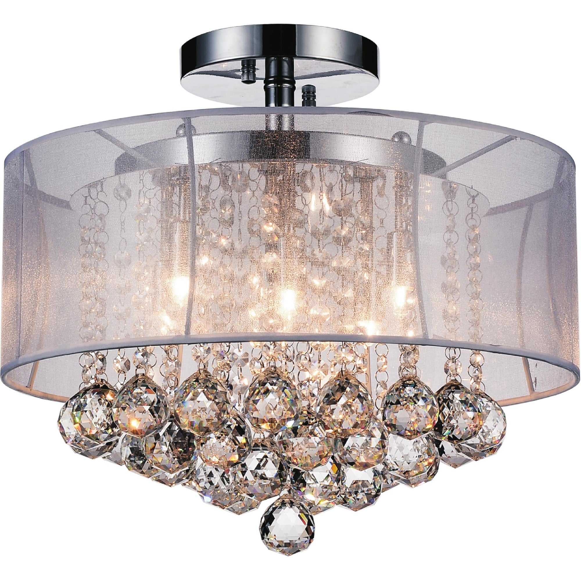 Chrome Finish 6 Light Modern Glam Flush Mount Lighting
