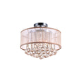 Radiant Collection Chrome Finished Stainless Steel 6 Light Flush Mount Fixture With Dangling Crystal Accents