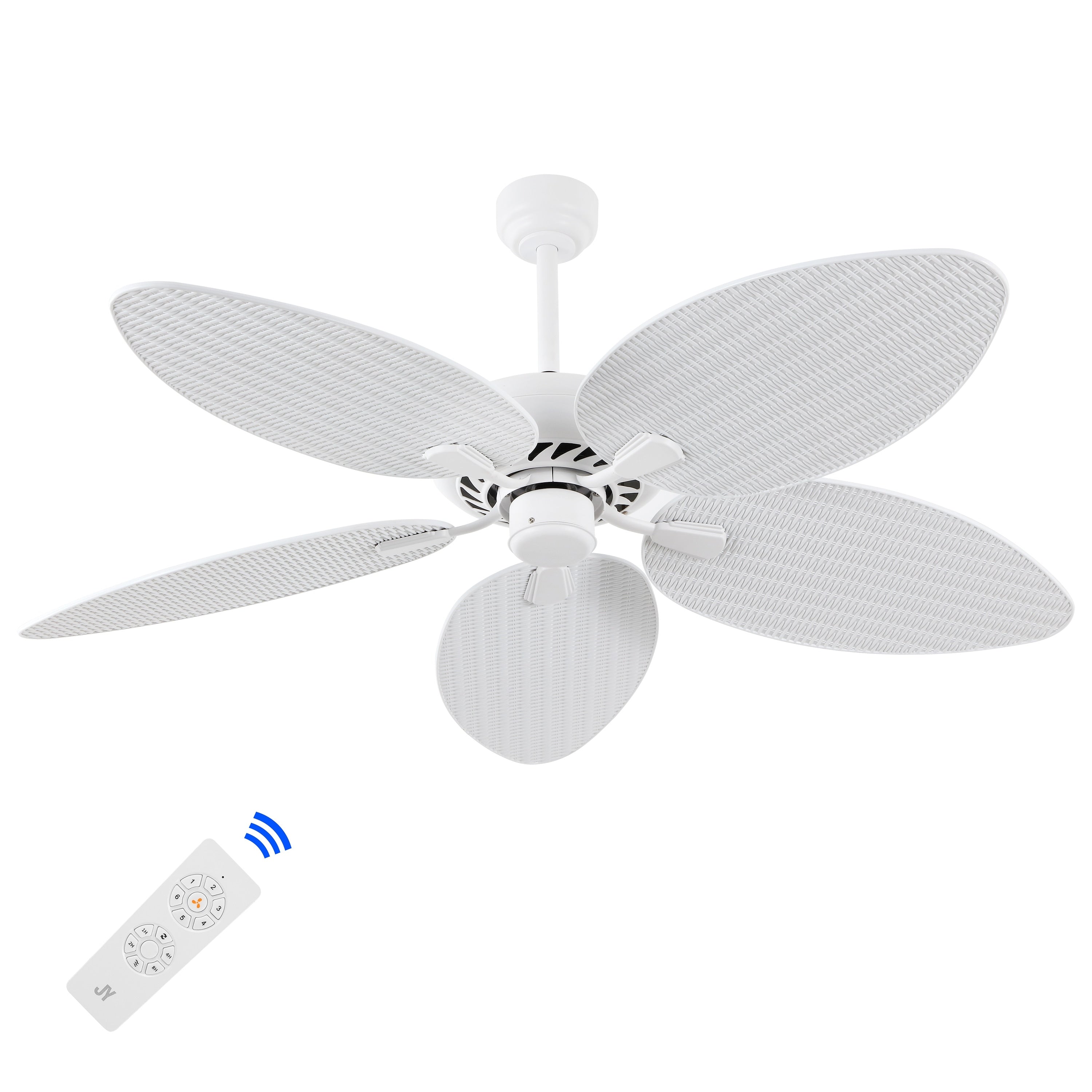 Raffles 52 Bohemian Industrial Metal Plastic Mobile App Remote Controlled 6 Speed Palm Blade Ceiling Fan