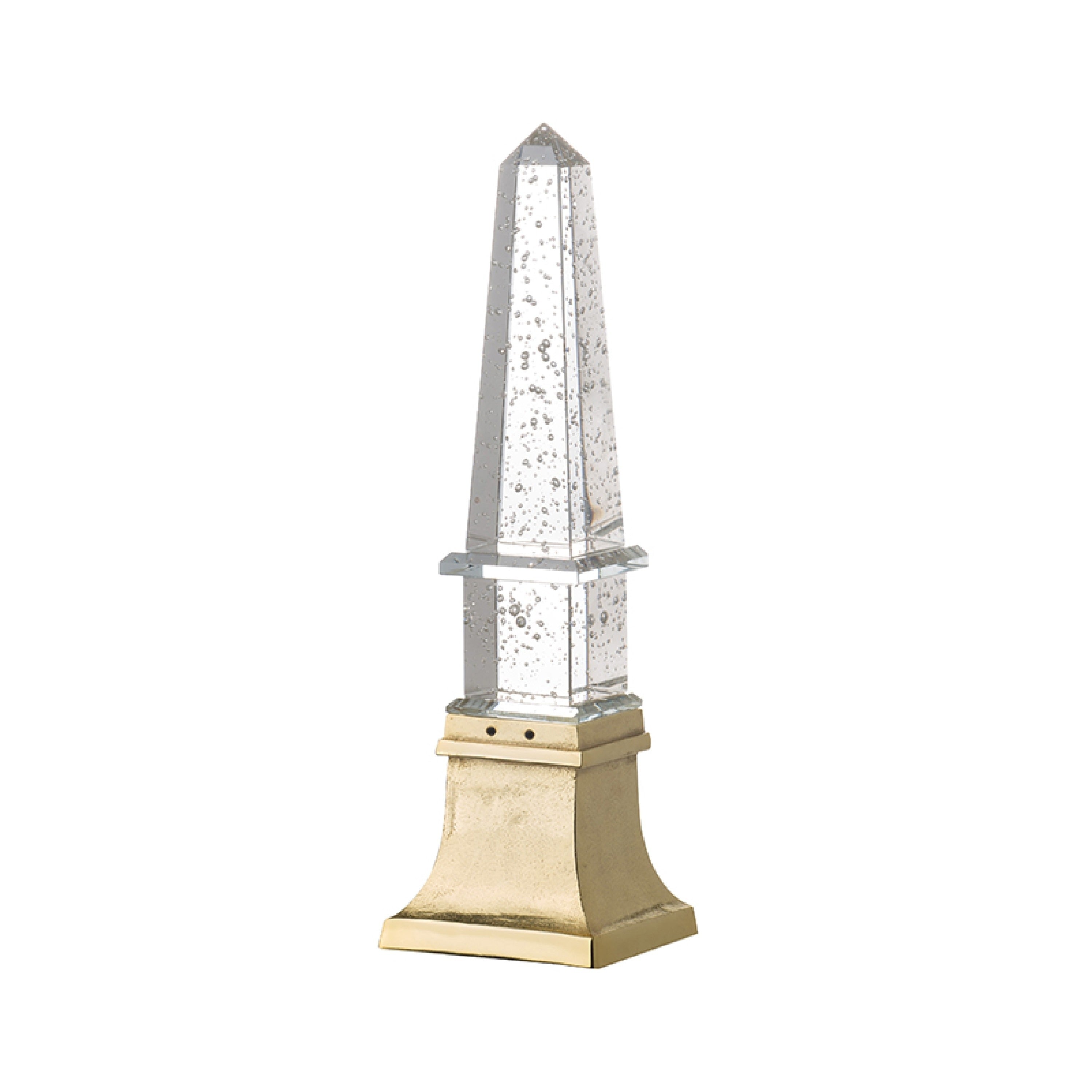 Raga Crystal Accent Lighting Obelisk Decor Body Gold Metal Base 18 Inch