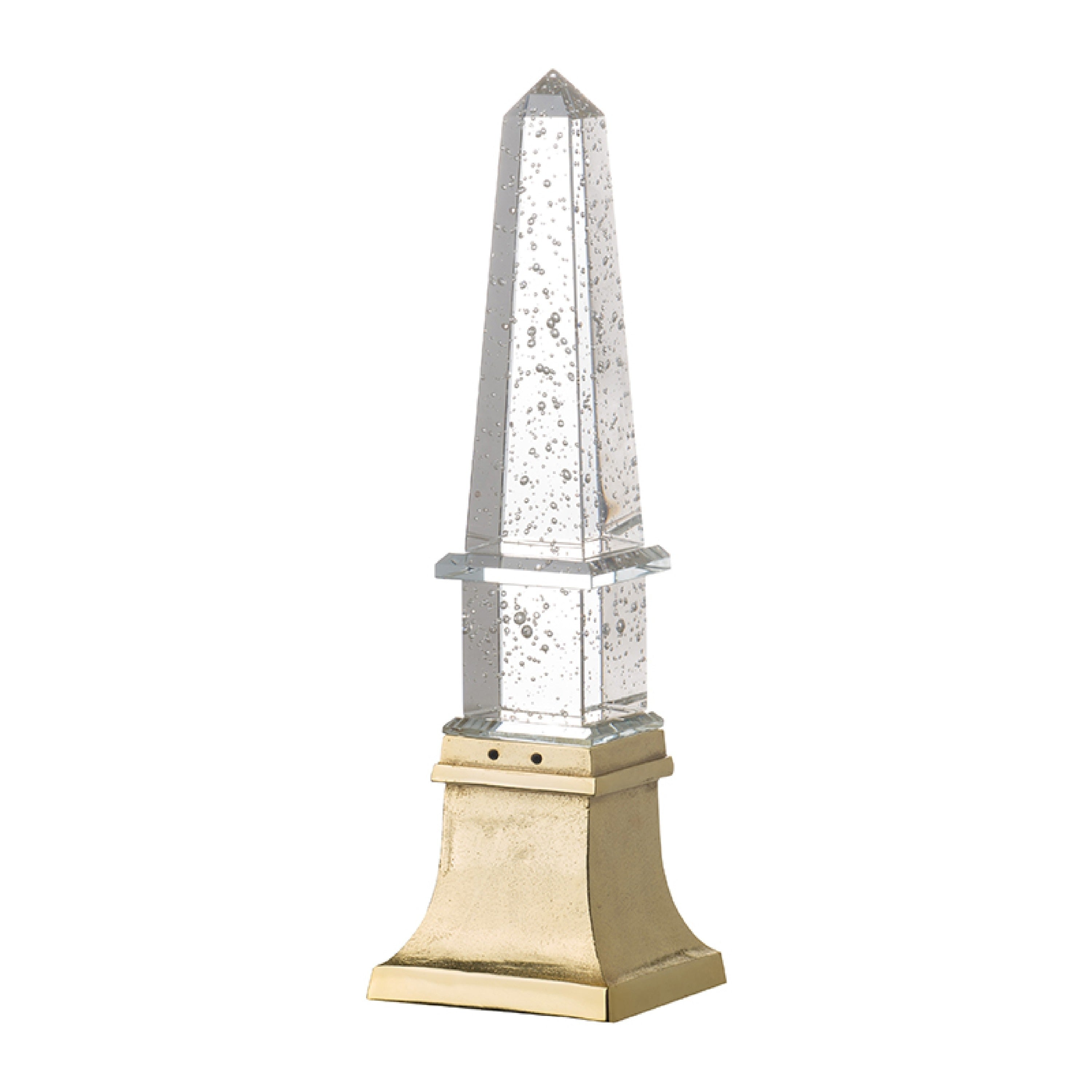 Raga Crystal Accent Lighting Obelisk Decor Body Gold Metal Base 21 Inch