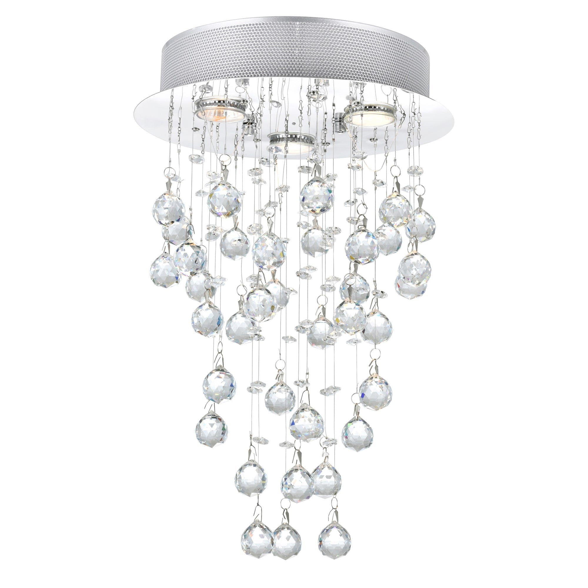 Rain Drop Collection 3 Light Crystals And Chrome Finish Stainless Steel Flush Mount