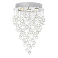 Rain Drop Collection Chrome Finished Stainless Steel 5 Light Flush Mount Fixture With Dangling Crystal Accents