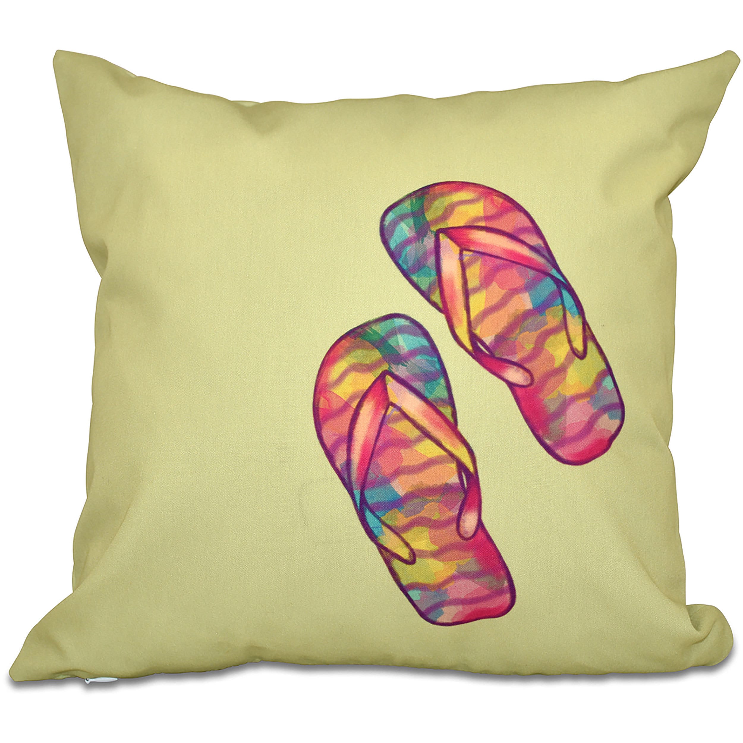 Rainbow Flip Flops Geometric Print 18 Inch Throw Pillow