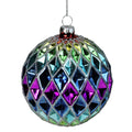Rainbow Harlequin Designed Round Glass Christmas Ornament 3.5 90Mm N A