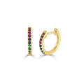 14K Gold Rainbow Sapphire Small Huggy Hoop Earrings