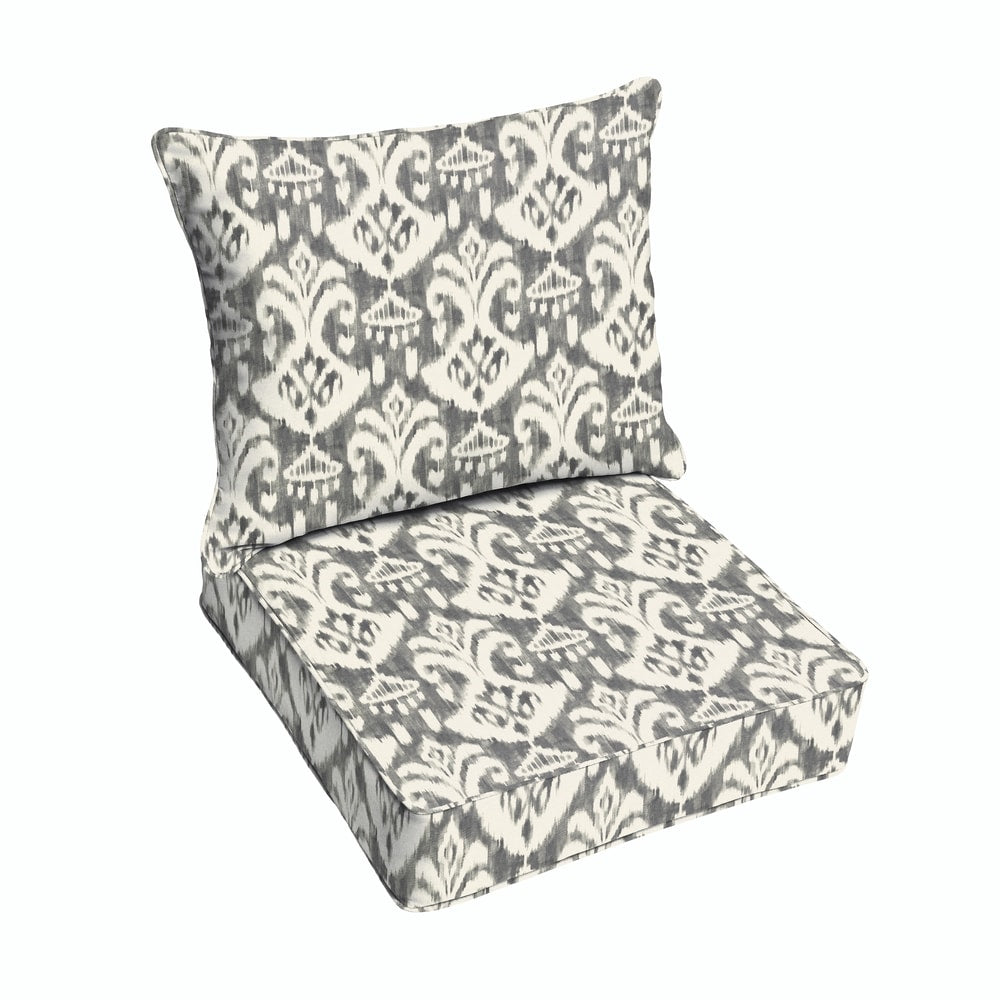 Rainford Grey Cream Indoor Outdoor Chair Corded Cushion And Pillow Set