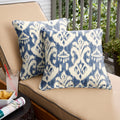 Rainford Ii Indigo Cream Indoor Outdoor Square Corded Pillow Set