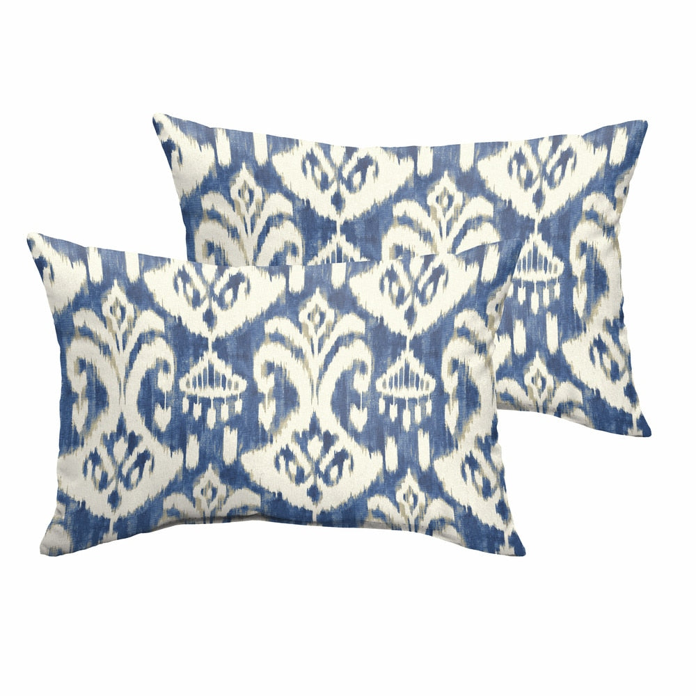 Rainford Ii Indigo Cream Indoor Outdoor 13 X 20 Inch Knife Edge Pillow Set