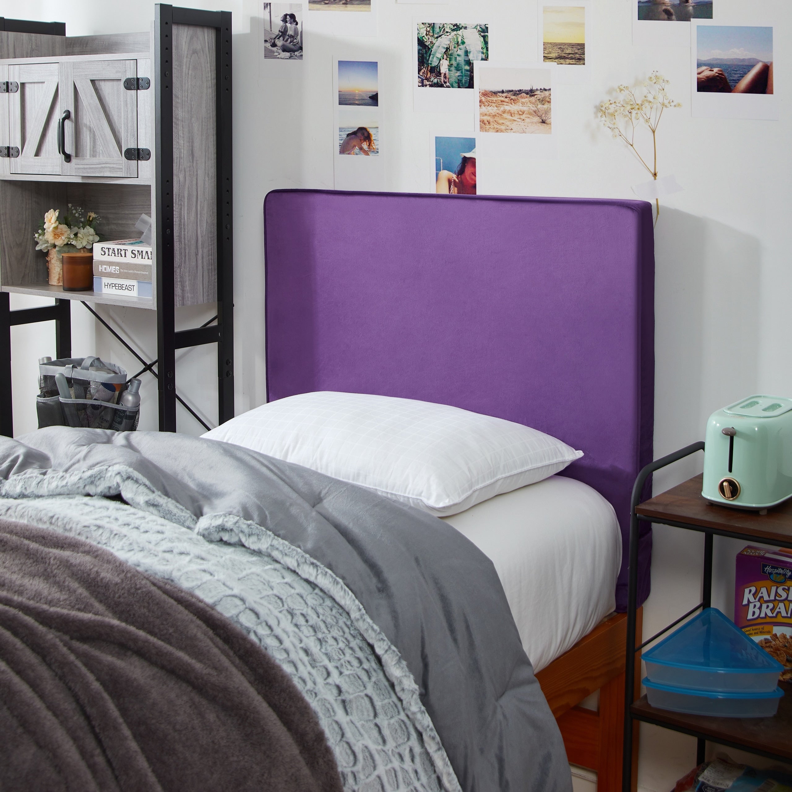 University Transitional Cushioned Velvet Dorm Headboard