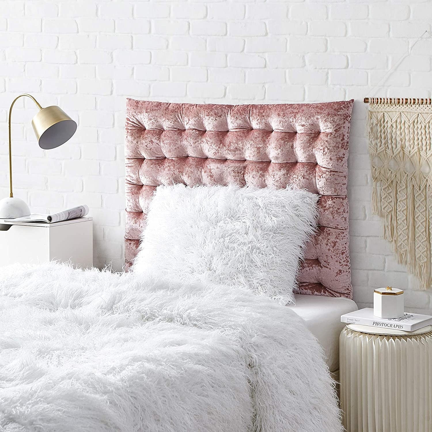Rainha Cushion Tufted College Headboard Velvet Crush