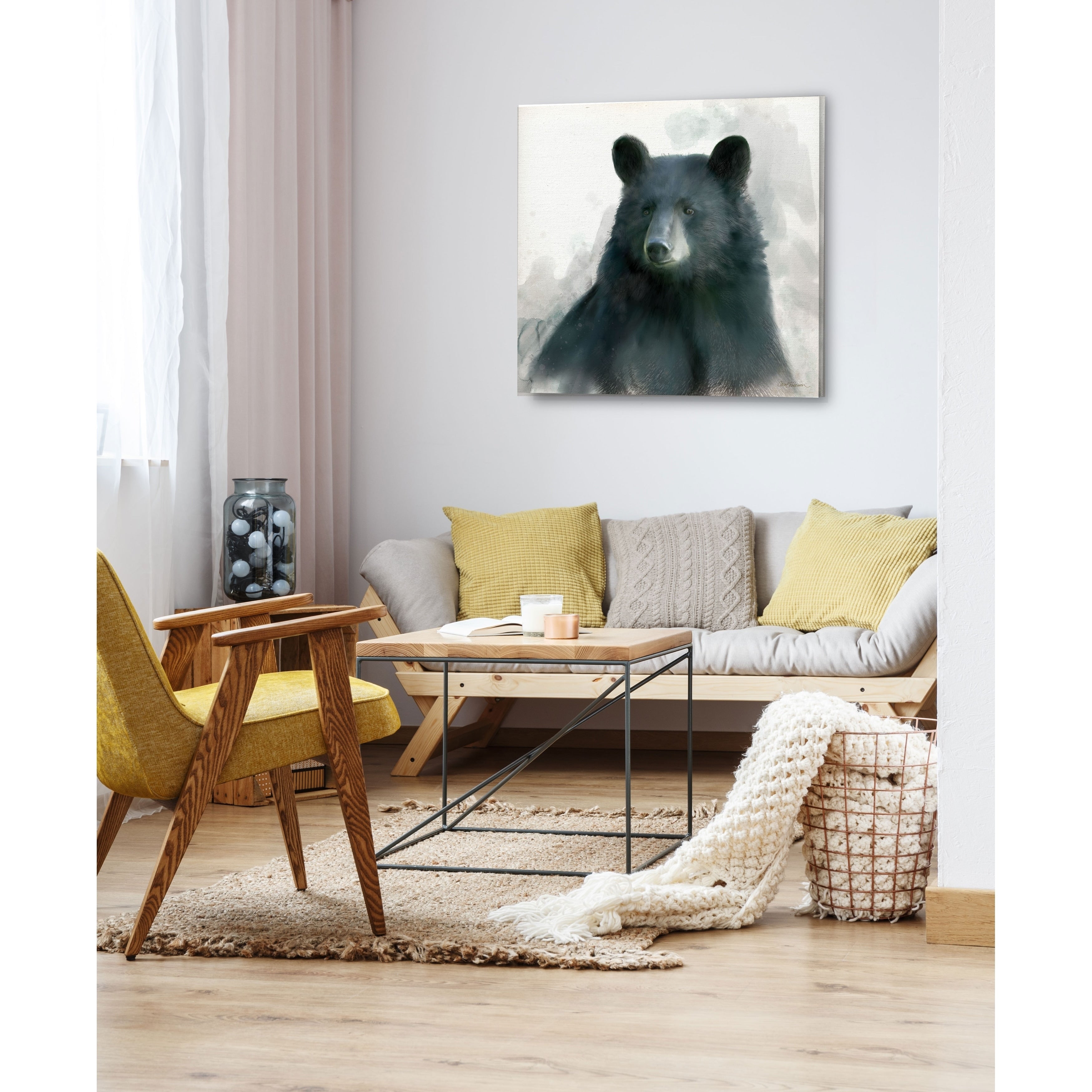Rainsoft Bear Gallery Wrapped Canvas Yellow Blue Green Red Black White