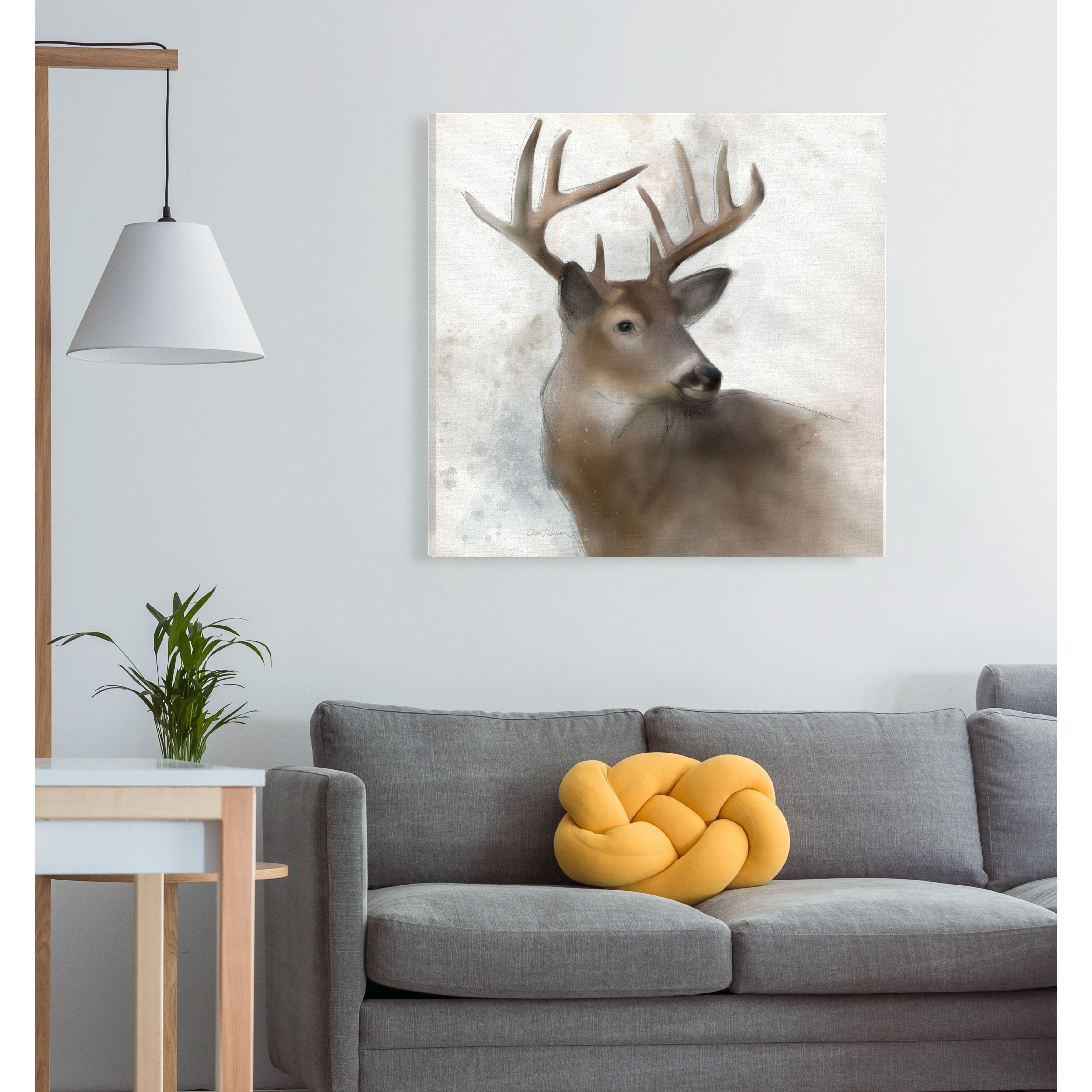 Rainsoft Deer Gallery Wrapped Canvas Yellow Blue Green Red Black White