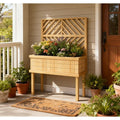 Raised Garden Bed Planter Box With Trellis Carbonized Fir Wood